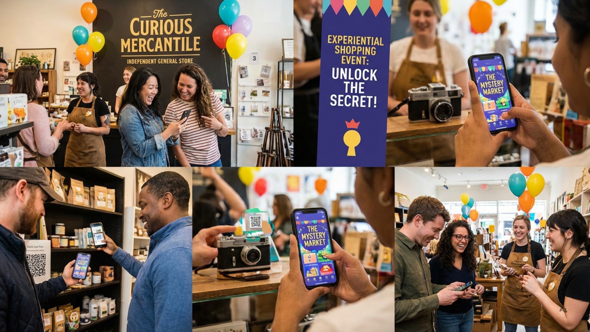 Shoppers participate in a mystery app event at a local merchant.